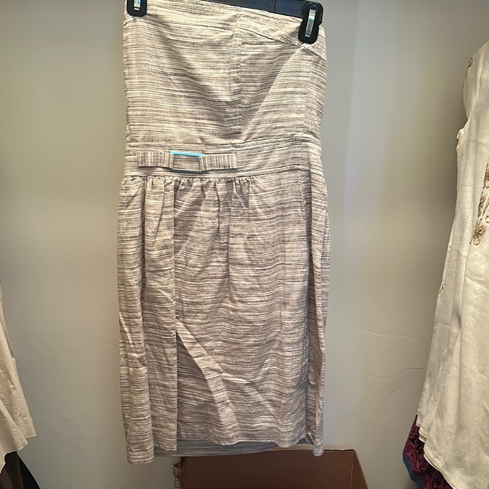 Banana Republic Cream Strapless Sheath Dress with Pleated Detail